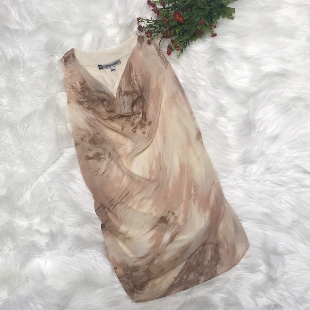 Jennifer Lopez Cream Sleeveless Chiffon Top Small